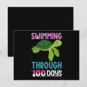 Zwemmen door 100 dagen schoolschildpad briefkaart (Voorkant / Achterkant)
