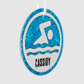 Zwemmen Duiken Zwemmer Aangepaste Naam Tekst Kerst Ornament (voorkant)