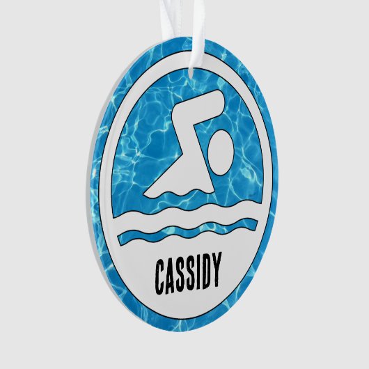 Zwemmen Duiken Zwemmer Aangepaste Naam Tekst Kerst Ornament (voorkant)