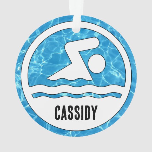 Zwemmen Duiken Zwemmer Aangepaste Naam Tekst Kerst Ornament (achterkant)