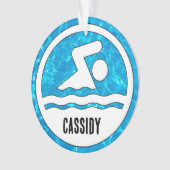 Zwemmen Duiken Zwemmer Aangepaste Naam Tekst Kerst Ornament (voorkant)