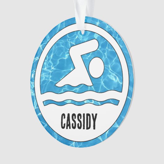 Zwemmen Duiken Zwemmer Aangepaste Naam Tekst Kerst Ornament (voorkant)