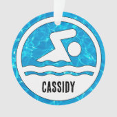 Zwemmen Duiken Zwemmer Aangepaste Naam Tekst Kerst Ornament (voorkant)