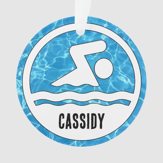 Zwemmen Duiken Zwemmer Aangepaste Naam Tekst Kerst Ornament (voorkant)