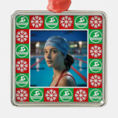 Zwemmen Duiken Zwemmer Custom Foto Kerstmis Metalen Ornament (Voorkant)