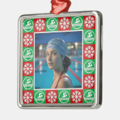 Zwemmen Duiken Zwemmer Custom Foto Kerstmis Metalen Ornament (Links)