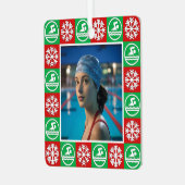 Zwemmen Duiken Zwemmer Custom Foto Kerstmis Metalen Ornament (Voorkant links)