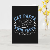 Zwemmen - Eat Pasta Swim Fasta Kaart (Gele Bloem)