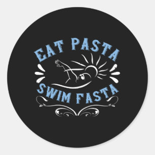 Zwemmen - Eat Pasta Swim Fasta Ronde Sticker