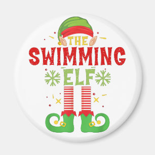 Zwemmen Elf Familie Matching Group Kerstparty Magneet