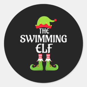 Zwemmen Elf Matching Familie Kerst van de Groep Ronde Sticker
