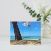 Zwemmen en bomen op de zand briefkaart (Staand voorkant)