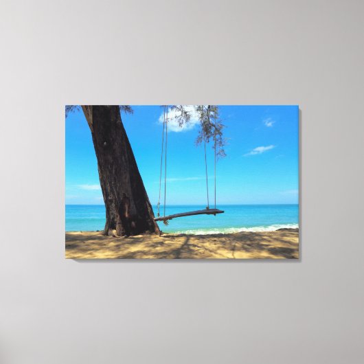 Zwemmen en bomen op de zand canvas afdruk (Voorkant)