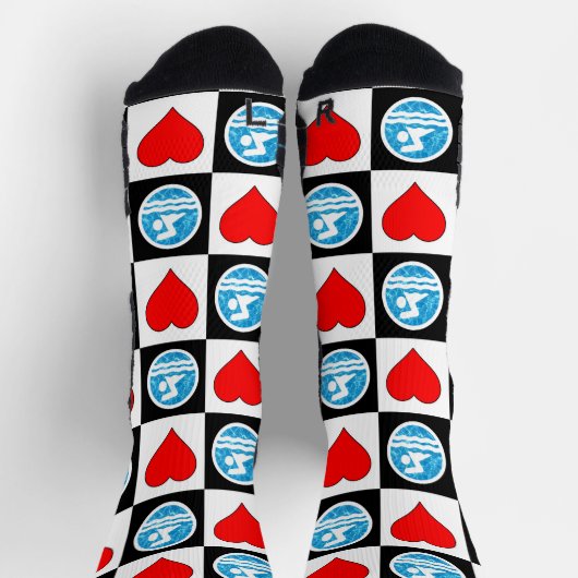 Zwemmen en duiken, hart en schemerpictogram sokken (Top)