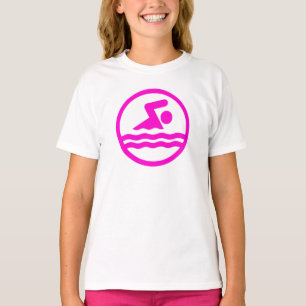 Zwemmen en Duiken Leuke Zwemmer Meisjes Roze Zwemm T-shirt