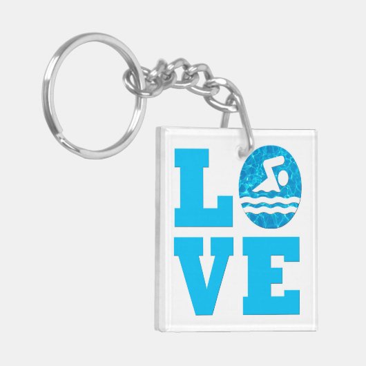 Zwemmen en duiken van zwembad sleutelhanger (Voorkant Links)