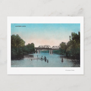 Zwemmen en vangen in het meer van Winters Briefkaart