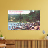 Zwemmen en vangen op de Russische rivier Canvas Afdruk (Insitu (Woonkamer))