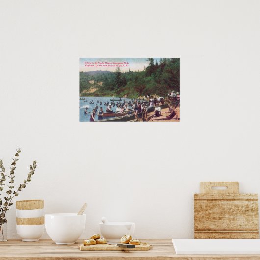 Zwemmen en vangen op de Russische rivier Poster (Keuken)