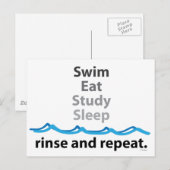 Zwemmen, eten, studeren, slapen ... spoelen en her briefkaart (Voorkant / Achterkant)