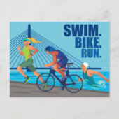 ZWEMMEN. FIETS. RENNEN. TRIATHLON thema Briefkaart (Voorkant)