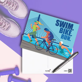 ZWEMMEN. FIETS. RENNEN. TRIATHLON thema Briefkaart