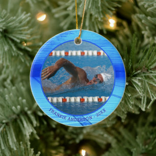 Zwemmen Foto gepersonaliseerde keepomwille Keramisch Ornament
