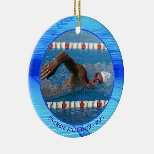 Zwemmen Foto gepersonaliseerde keepomwille Keramisch Ornament (Rechts)