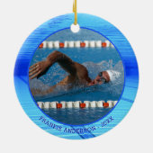 Zwemmen Foto gepersonaliseerde keepomwille Keramisch Ornament (Achterkant)