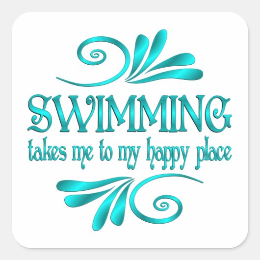Zwemmen, gelukkige plek vierkante sticker (Voorkant)