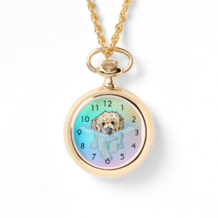 Zwemmen Goldendoodle DOODLEMOJI Horloge