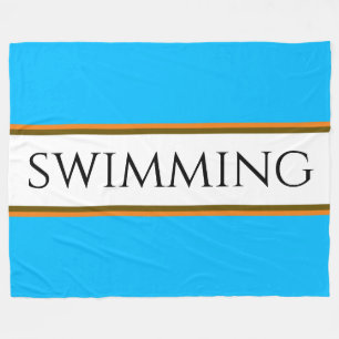 ZWEMMEN Helder Hemelsblauw Wit Racing Stripes Fleece Deken