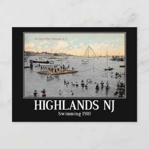 Zwemmen, Highlands, New Jersey, Vintage 1910 Briefkaart