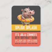 Zwemmen Hippo Zwembad Party Verjaardag Handout Tic Visitekaartje (Voorkant)