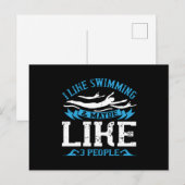 Zwemmen - Ik hou van zwemmen en 3 mensen Briefkaart (Voorkant / Achterkant)