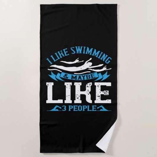 Zwemmen - Ik hou van zwemmen en 3 mensen Strandlaken (Voorkant)