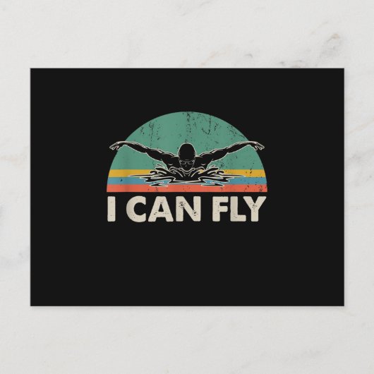 Zwemmen Ik kan grappig rondzwemmen met cadeautjes Aankondigingskaart (Voorkant)