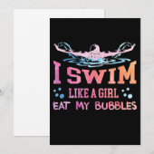 Zwemmen - ik zwom als een meisje feestdagenkaart (Voorkant / Achterkant)