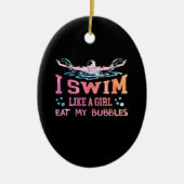 Zwemmen - ik zwom als een meisje keramisch ornament (Voorkant)