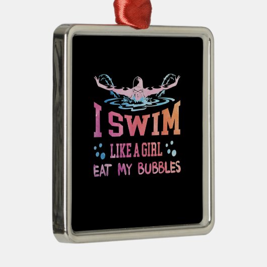Zwemmen - ik zwom als een meisje metalen ornament (Rechts)