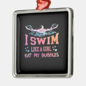 Zwemmen - ik zwom als een meisje metalen ornament (Links)