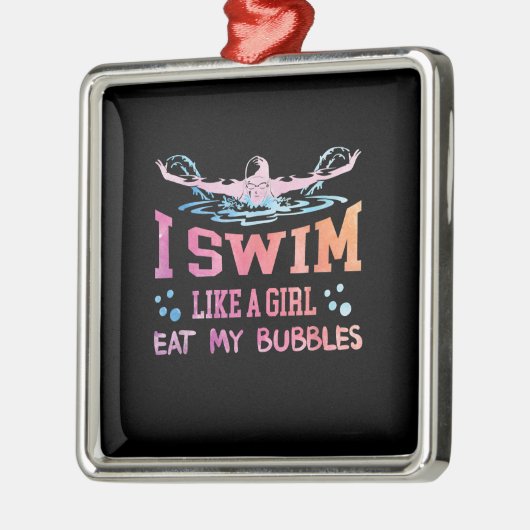 Zwemmen - ik zwom als een meisje metalen ornament (Links)
