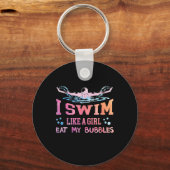 Zwemmen - ik zwom als een meisje sleutelhanger (Voorkant)