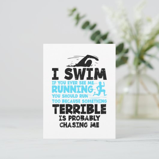 Zwemmen - Ik zwom Briefkaart (Staand voorkant)