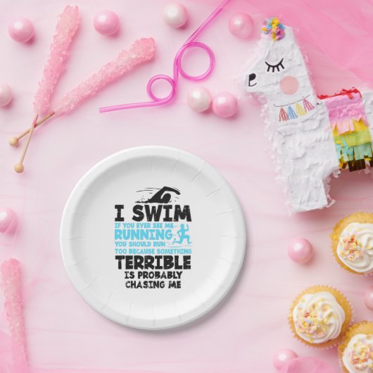 Zwemmen - Ik zwom Papieren Bordje (Feest)