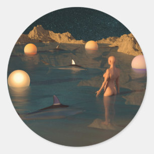 Zwemmen in de Nacht Ronde Sticker