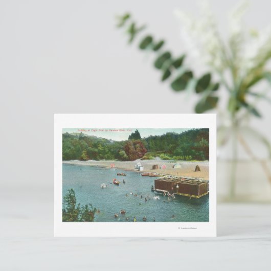 Zwemmen in de Russische rivier Briefkaart (Staand voorkant)