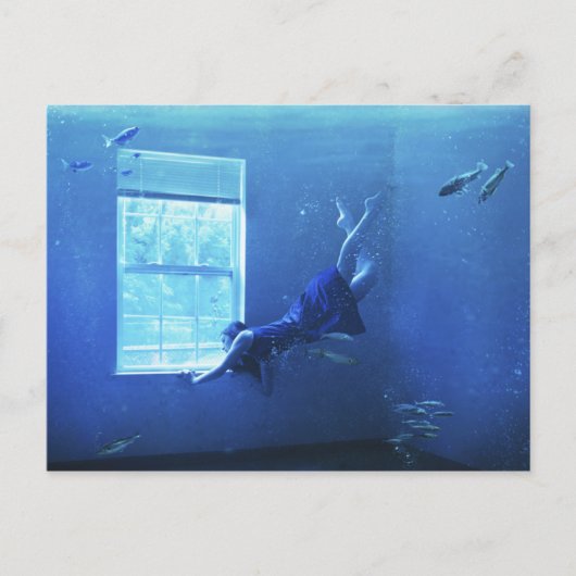 Zwemmen in een kamer briefkaart (Voorkant)