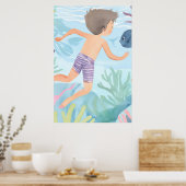 Zwemmen in een warm koraalrif poster (Keuken)