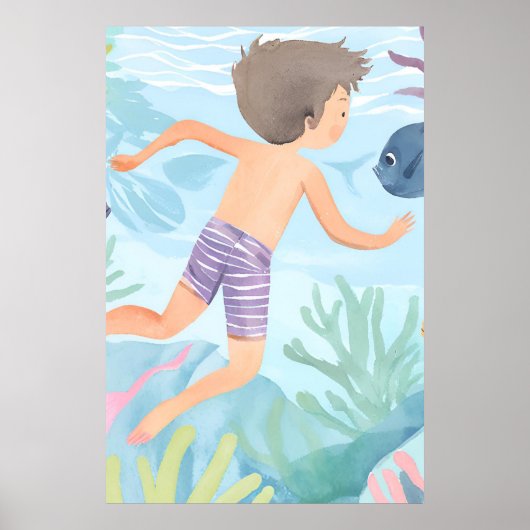 Zwemmen in een warm koraalrif poster (Voorkant)